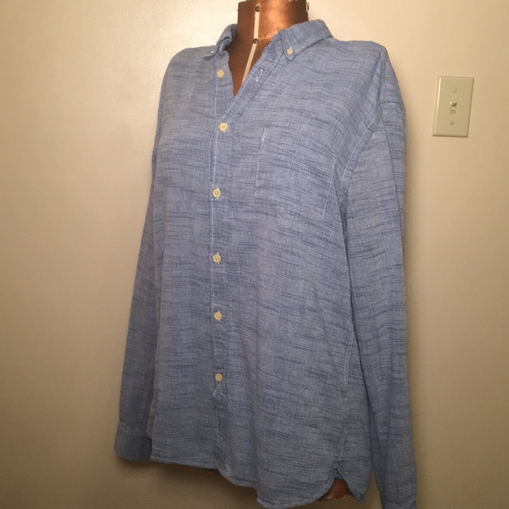 Blue Cotton Button-Down Shirt